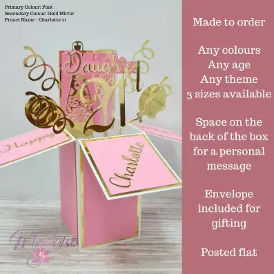 Personalised Pink Pop Up Happy 21st Birthday Card