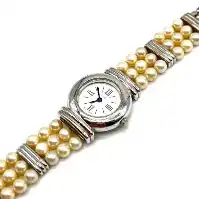 Fine Misaki designer faux pearl ladies wrist watch