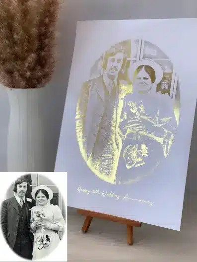 Golden Wedding Foil Portrait