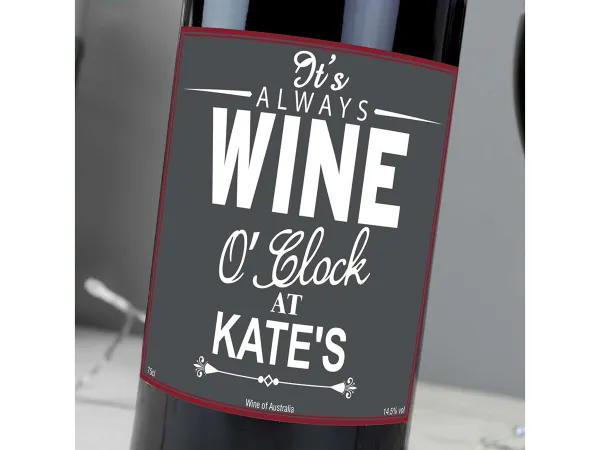 Personalised Wine O’Clock Red Wine